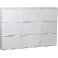 Hioshop Pisa schoenenkast wit metaal met 3 vakken - set van 3.