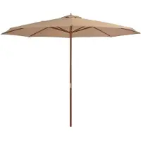 vidaXL Parasol met houten paal 350 cm taupe