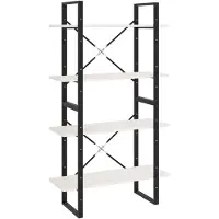 vidaXL Boekenkast met 4 schappen 80x30x140 cm massief grenenhout wit