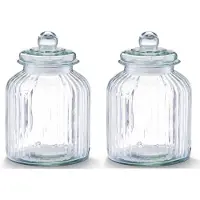 Zeller Set van 2x stuks glazen voorraadpotten/koekjespotten rond met deksel 3800 ml - Voorraadpot