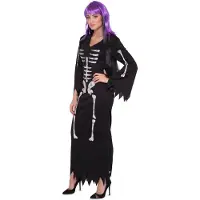 Folat Verkleedjurk Skelet Dames Polyester Zwart/wit Maat S/m