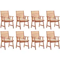 vidaXL Tuinstoelen 8 st met kussens massief acaciahout