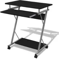 vidaXL Computerbureau, computerkar, PC-tafel, kantoortafel, laptop, wielen, zwart