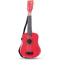 New Classic Toys Houten Speelgoedgitaar met Draagriem - Rood - Speelgoedinstrument - Mijn eerste Gitaar Inclusief Muziekboekje - Speelgitaar voor Kinderen - Vanaf 3 jaar