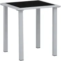 vidaXL Tuintafel 41x41x45 cm staal en glas zwart en zilverkleurig