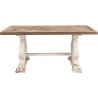 Clayre & Eef Tafel kloostertafel bruin wit 180x90x82 cm