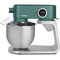 H.Koenig WËASY KM128, Staande mixer, Zilver, Groen, Voor het opkloppen, pureren, kneden, 5 liter, Draaibaar, Metaal