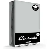 Cinderella Hoeslaken - Single Split Topper - Jersey - 180x200 /210 cm - Tot 15 cm matrashoogte - Lichtgrijs