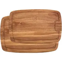 Zeller 2x Rechthoekige acacia houten snijplanken met sapgroef 32/40 cm - Snijplanken