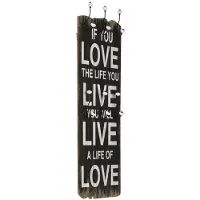 vidaXL Wandkapstok met 6 haken LOVE LIVE 120x40 cm