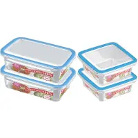 Hega hogar 4x Voedsel plastic bewaarbakjes 1,5 en 1 liter transparant/blauw - Vershoudbakjes