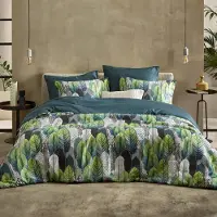 De Witte Lietaer Dekbedovertrek Rue Pine Green Satijn-240 x 200 / 220 cm | Lits-Jumeaux