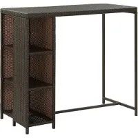 vidaXL Bartafel met opbergrek 120x60x110 cm poly rattan bruin