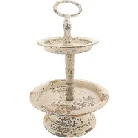 Clayre & Eef Cremekleurige Etagère Ø 22*34 cm 6Y2730