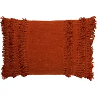 Dutch decor - FARA - Kussenhoes 40x60 cm - 100% katoen - met franjes - Potters Clay - oranje