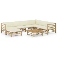 vidaXL 8-delige Loungeset met crèmewitte kussens bamboe