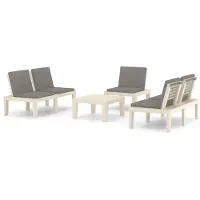 vidaXL 4-delige loungeset voor de tuin met kussens, kunststof, wit