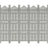 vidaXL Kamerscherm 5 panelen handgesneden 200x165 cm mangohout grijs