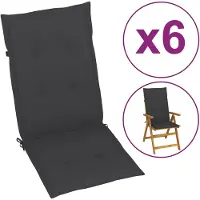 vidaXL Tuinstoelkussens 6 st hoge rug 120x50x3 cm stof antraciet
