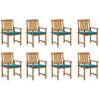 vidaXL Tuinstoelen met kussens, 8 stuks, massief acaciahout