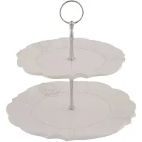 Clayre & Eef etagère ø 25x23 cm - wit - keramiek