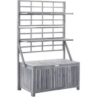 vidaXL Opbergbox met latwerk 99x55x160 cm massief acaciahout grijs