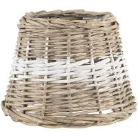 Clayre & Eef Lampenkap Ø 20x15 cm Bruin Rotan Rond Stoffen Lampenkap Bruin Stoffen Lampenkap