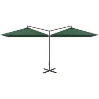 vidaXL Parasol dubbel met stalen paal 600x300 cm groen