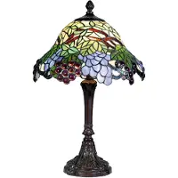 Clayre & Eef Tiffany tafellamp LOTTA, multicolor, Woon-/ Eetkamer, Glas, Tiffany, tafellamp