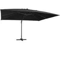 vidaXL Zweefparasol met LED-verlichting en paal 400x300 cm zwart