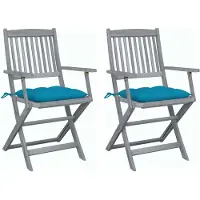vidaXL Set van 2 klapstoelen met kussens, gemaakt van massief acaciahout.