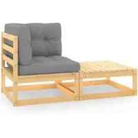 vidaXL 2-delige Loungeset met kussens massief grenenhout