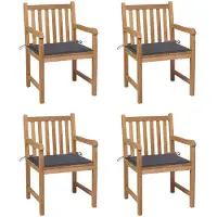 vidaXL Tuinstoelen, 4 stuks, met antracietkleurige kussens, massief teakhout