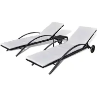 vidaXL Ligbedden met tafel poly rattan zwart