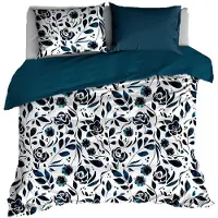 De Witte Lietaer Dekbedovertrek Meadow Mood Indigo Satijn-260 x 200 / 220 / 240 cm | Extra Breed