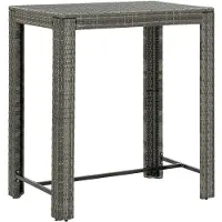 vidaXL Tuinbartafel 100x60,5x110,5 cm poly rattan grijs
