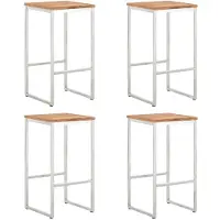 vidaXL Barstoelen 4 st massief acaciahout en roestvrij staal