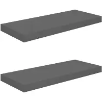 vidaXL Wandschappen zwevend 2 st 60x23,5x3,8 cm MDF hoogglans grijs