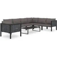 vidaXL 8-delige Loungeset met kussens poly rattan antraciet