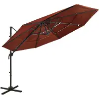 vidaXL Parasol 4-laags met aluminium paal 3x3 m terracottakleurig