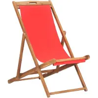 vidaXL Strandstoel inklapbaar massief teakhout rood