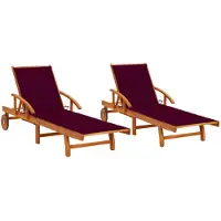 vidaXL Ligstoelen 2 st met kussens massief acaciahout