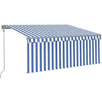 vidaXL Luifel automatisch met gordijn LED windsensor 3x2,5 m blauw wit