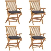 vidaXL Tuinstoelen 4 st met antracietkleurige kussens massief teakhout