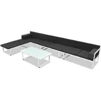 vidaXL Loungeset textileen aluminium zwart en wit 17-delig online kopen