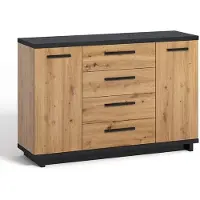 Meubella Dressoir Incala - Eiken - Zwart - 135 cm