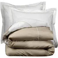 De Witte Lietaer Dekbedovertrek Bumblebee White Vision Taupe Percal-240 x 200 / 220 cm | Lits-Jumeaux