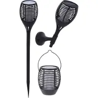 Pro Garden Set van 2x stuks solar tuinlampen/fakkels 3 in 1 met vlameffect op zonne-energie 78 cm - Fakkels