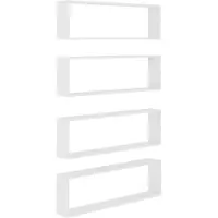 vidaXL Wandschappen kubus 4 st 100x15x30 cm bewerkt hout wit