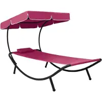 vidaXL Loungebed met luifel en kussen roze